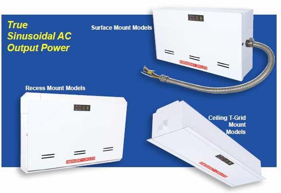 APPLICATIONS LLMPS Series inverter systems are designed to provide sinusoidal AC emergency power to incandescent, flourescent, or LED fixtures of between 20 and 55 watts.