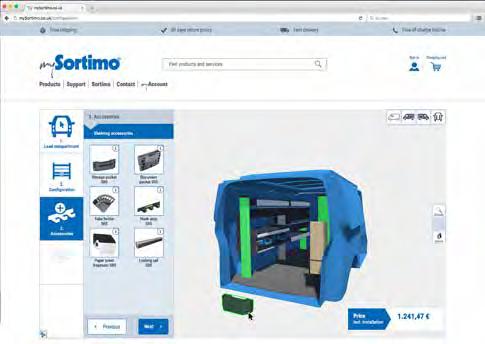 The actual configuration is done in 4 simple steps during which you customise the van racking system and select your preferred options: mysortimo.