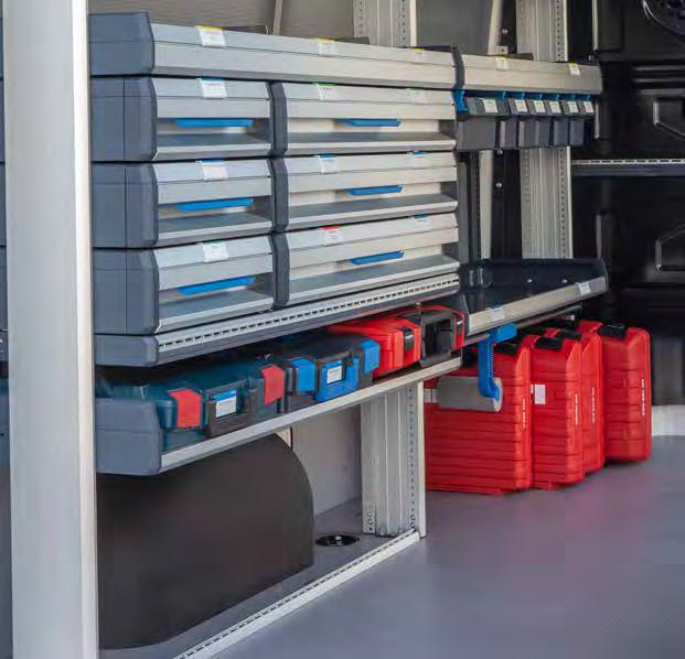 Additional manufacturers provide full compatibility with SR5 with their cases. For example, the new Hilti case can be integrated in the SR5 van racking system using the plastic slides.