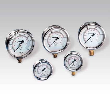 Hydraulic Pressure Gauges Shown: Visual References for System Pressure Glycerine Filled (G-) by glycerine for long life equalizing membrane for high cycle applications