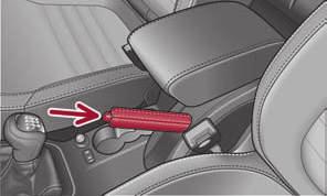 Handbrake Shifting (manual gearbox) Fig. 111 Centre console: Handbrake Applying the handbrake Pull the handbrake lever up fully. Shift into reverse only when the car is stationary.