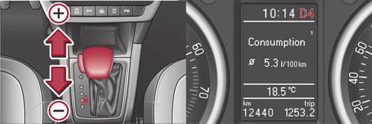 Automatic gearbox DSG 119 Tiptronic The Tiptronic allows the driver to also shift gears manually. Fig.