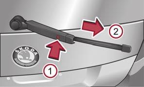 One cannot fold out the wiper arms in the rest position from the windscreen. Before replacing the wiper arms you must put them into the service position.