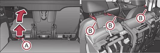63 and press the seat backrest downwards until it is heard to lock into a lower position. Pull the lever fig. 64 up and then fold the seat fully forwards.