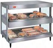 Available in single- or two-tier models Horizontal or slant shelves Product divider rods sort food displays Thermostatically-controlled hardcoated heated base, with a temperature range of 85-93 C, to