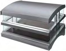 Blanket-style heating elements in the hardcoated base that are thermostatically-controlled Unique, patented heated glass shelves with infinite controls LED lighting allows for optimal food product