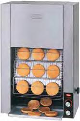 Toasts a variety of bread products Stainless steel construction for years of trouble-free service Power saving thermostat for energy savings during non-peak times Manual advance and speed control