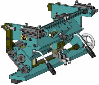 Example of applicator TC-FS-0350 centered / operator side right: The application width can be adjusted continuously on both sides during operation, from the maximum width of 350 mm