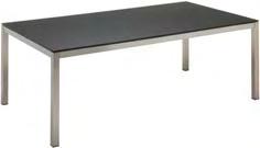 KORE 4572 : cm Square Table Brushed stainless steel frame with slate satin finish glass table top.