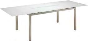 Seats - 6 98 162 45 : cm Square Table Brushed stainless steel frame with white satin finish glass table top. Seats - 4 98 (min) 162 (max) 266 74.