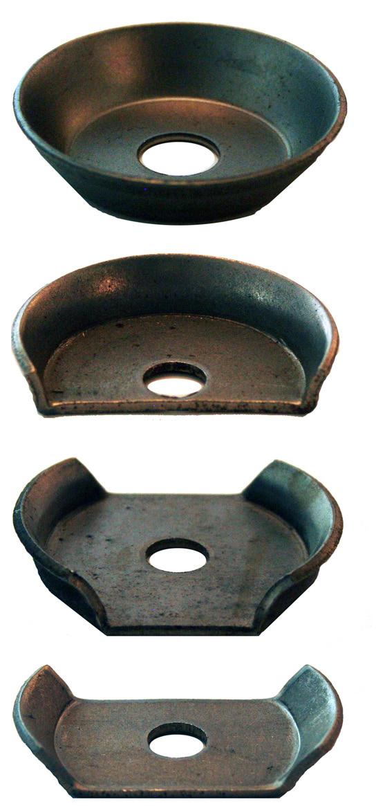 DISC WHEEL INSERTS Cup Only with.5-.5 (1.13-1.27mm) Material Thickness Cup Number Cup Inside Diameter: Outside Diameter Dimension A: Height: 1A 1B 1D 1H. (1.16mm).53 (11.56mm).53 (12.776mm).528 (13.