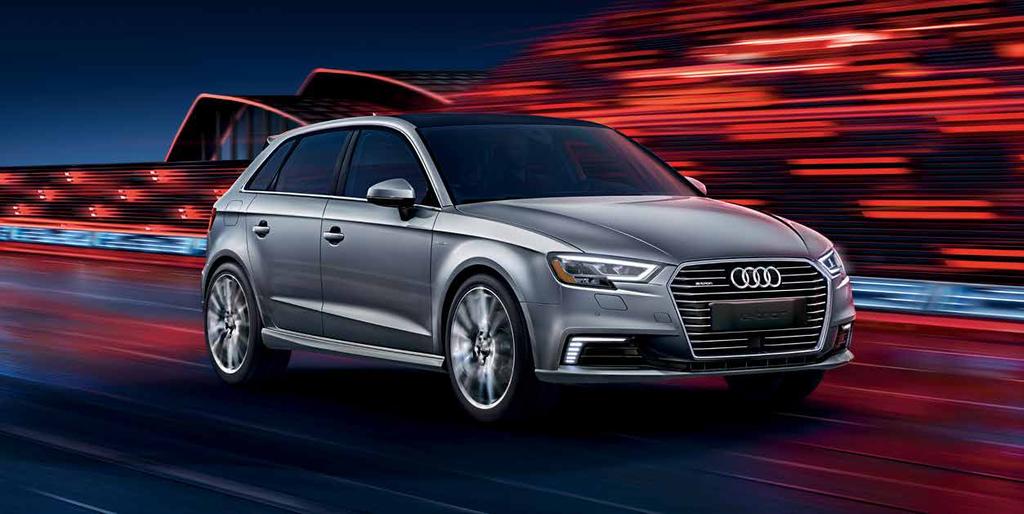 2 2017 Audi A3 Sportback e-tron Prestige shown in Florett Silver metallic with available equipment. 1 Efficiency claim based on comparison of 2016 A3 Sportback e-tron and 2016 Audi A3 1.