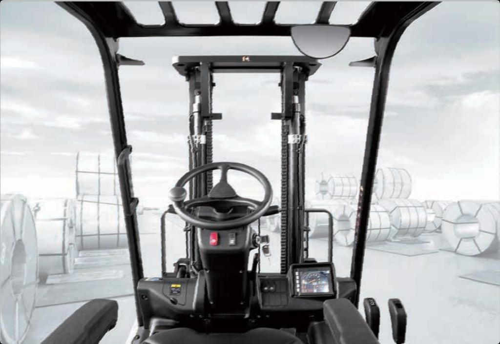arrangement provides operator with wider visibility.