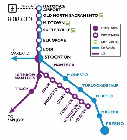 Sacramento Service Expansion Elements of TIRCP Application Altamont Corridor Express Extension of service from Stockton to Natomas via the Sacramento Subdivision (would share the corridor with the