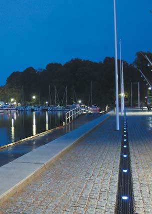 The systems combine the distinctive lighting feature with the efficient removal of surface water.