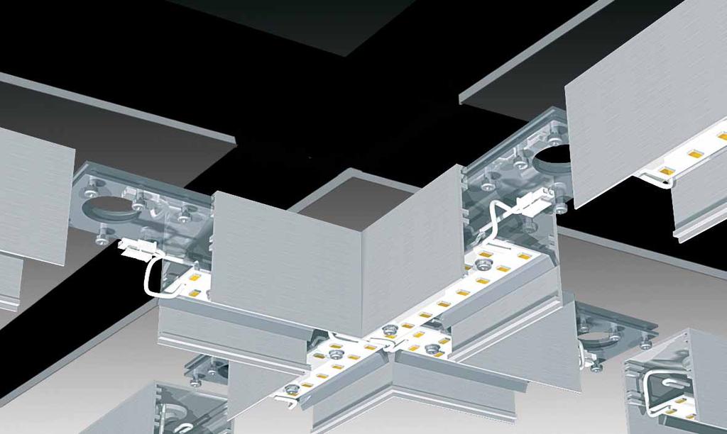 MODULAR LD Ceiling or Suspended Luminaires for direct illumination WGA-MODUL2 LD L, T, X, SHAPD JONTS 1 X T L WGA-MODUL2 L, T, X, JONTS Type / Typ L shaped joint 3W / 3000K L spojka L shaped joint 3W