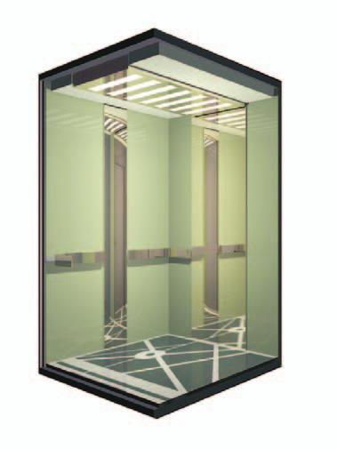 JC-205 Ceiling: mirror ST/ST + glass + transparency, Car wall: