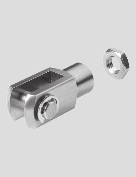 Rod clevises CRSG, stainless steel Rod clevis CRSG 1 rod clevis, 1 pivot pin, 1 hex nut to DIN 439 High-alloy steel Free of copper and PTFE KK B1 B2 B3 CE CK CM CV D1 h11 H9/e8 ±0.3 M6 3.2 19 12 24±0.