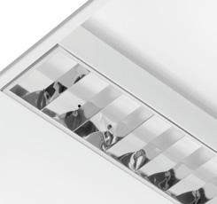 SL RT600 Recessed luminaire with parabolic louvre for TC-L and T5 lamps with direct lighting characteristics.