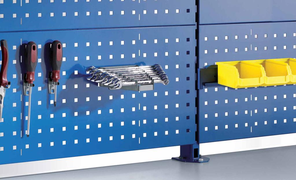 Storage containers and keyhole hooks Storage containers and keyhole hooks not only keep workbenches and workstations neat and tidy, they also ensure that tools and
