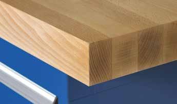 Workbenches Various materials and surfaces Multiplex top n made of steamed beech veneers glued, is waterproof and has bevelled edges n sanded, oiled and waxed surface n versatile, splash-proof,