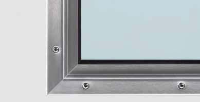 rectangular glazing with aluminium cover profiles anodized with a natural-finish