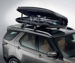 The roof rails and cross bars have a combined incremental height of up to 110mm. When fitted maximum load capacity is 74kg. 4: Luggage Roof Box Roof mounted luggage box with Gloss Black finish.
