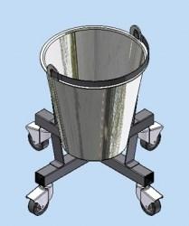 Removable bucket (capacity 10 l) on base with castors 50 mm, without