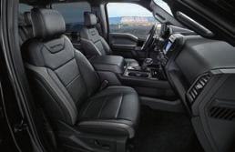 Leather-trimmed interior in Black with Dark Earth Gray accents. Available equipment.