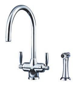 AND RINSE TRIFLOW TECHNOLOGY MIMAS 1535 DUAL LEVER SINK MIXER WITH FILTRATION, C SPOUT AND RINSE LEFT MIMAS 1435 DUAL LEVER