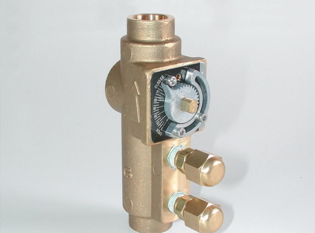 ½" size shown. Nominal Size: ½", ¾", and 1" Body Material: Forged brass Connection: Sweat Seals: EPDM O-Rings Pressure Rating (psig): 230 Temp.