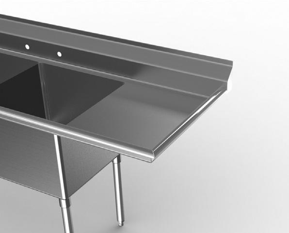 NSF Integral Drainboards I SERIES, Stainless Steeel May be used with Non-NSF Sinks Welded to sink only. Cannot be shipped separately.