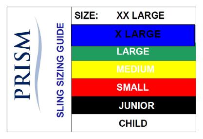 2.7 Sling Guide On the boom of every lift there is a sling sizing guide for the Prism Range of slings. This facilitates easy identification of the available slings in a multi use environment.