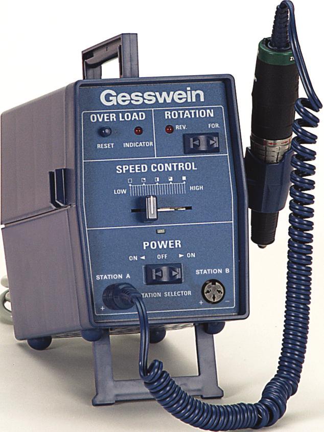 4. Operating Procedure with Standard Controller With your Angle Rotary Handpiece fitted with a selected tool, connect the Gesswein Power Controller to an electrical supply and the handpiece to one of