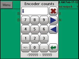 Control Function Descriptions (continued) Encoder Counts Pop Up If you touch the Encoder counts text on the Encoder screen, this is the pop-up window to set the number of encoder pulses per