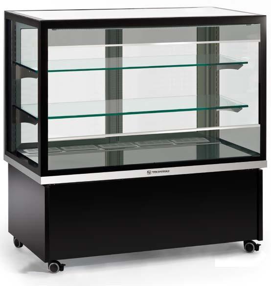 KARINA Q-SS ESPOSITORE ORIZZONTALE CON RIPIANI IN VETRO HORIZONTAL SHOWCASE WITH GLASS SHELVES KARINA 136 Q-SS SP: Disponibile in versione SP senza pannelli, da incasso / Available without panels, SP