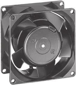 AC Axial Fans Series 8000 N 80 x 80 x 38 mm Technology AC fans with external rotor shaded-pole motor. Impedance protected against overloading. Metal fan housing and impeller. Air exhaust over struts.