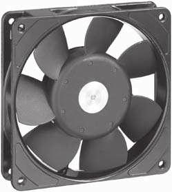 AC Axial Fans Series 9900 9 x 9 x 5 mm AC fans with external rotor shaded-pole motor. Protected against overloading by thermal cutout. Metal fan housing and impeller. Air exhaust over struts.