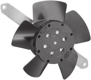 AC Axial Fans Series 4600 TZ 08 Ø x 37 mm AC fans with external rotor shaded-pole motor. Impedance protected against overloading. Impeller and mounting bracket of metal. Air exhaust over struts.