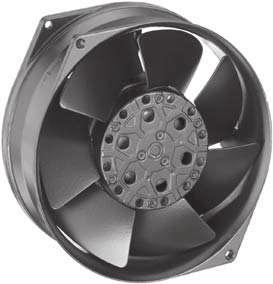 AC Axial Fans Series 7800 50 Ø x 55 mm AC fans with external rotor shaded-pole motor. Protected against overloading by integrated thermal cutout. Metal fan housing and impeller.