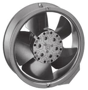 AC Axial Fans Series 6000 7 Ø x 5 mm AC fans with external rotor capacitor motor. Protected against overloading by integrated thermal cutout. Metal fan housing and impeller. Air exhaust over struts.
