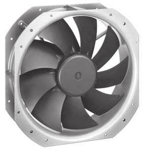 EC Axial Fans WG 50 80 x 80 x 80 mm Fan housing of die-cast aluminium. Impeller of sheet steel, welded onto rotor. Connection leads with terminal strip. Blowing over struts.