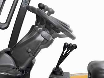 GREATER OPERATOR EFFICIENCY Fingertip directional control Allows the operator to easily shift between forward and reverse without losing contact with the steering wheel.