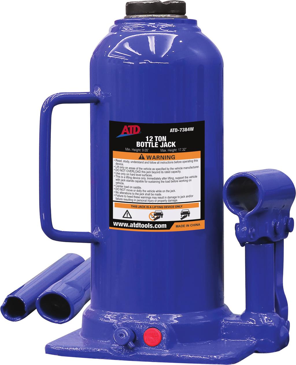 ATD-7384W 12-Ton Bottle Jack Owner s Manual Features: Specifications Made in