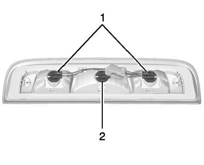 Center High-Mounted Stoplamp (CHMSL) and Cargo Lamp 1. Cargo Lamp Bulbs 2. Center High-Mounted Stoplamp (CHMSL) Bulb To replace one of these bulbs: 1.