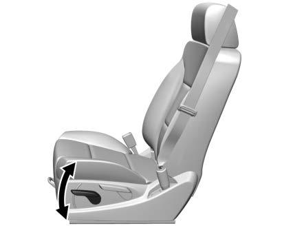 . If equipped, raise or lower the seat by moving the rear of the control up or down. To adjust the seatback, see Reclining Seatbacks 0 59. To adjust the lumbar support, see Lumbar Adjustment 0 58.