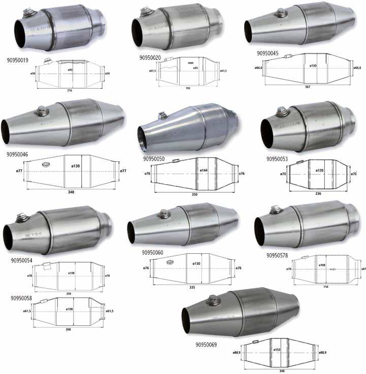 Motorsport PE design HJS offers a universal non-regulated catalytic converter system with 100 cpsi for motor sport applications.
