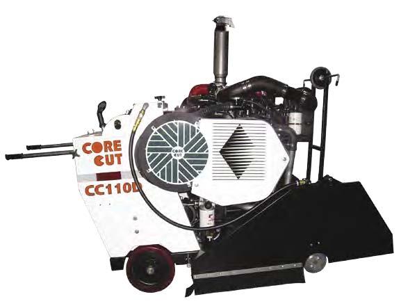CC110D High Powered Saw Deep Made Easy 36-72 Capacity Self-Propelled Drive Diesel Charge air cooled engine - the intake air is 30 degrees cooler Cool air means power.