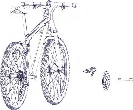 Type 1 ( Integrated crank ). Type 2: (Three pieces crank). STEP 2: Type 1: (Integrated crank) 1. Remove the front derailleur on frame and shifter on handlebar. 2. Loosening the fixing bolt on the L crank arm and remove the arm.