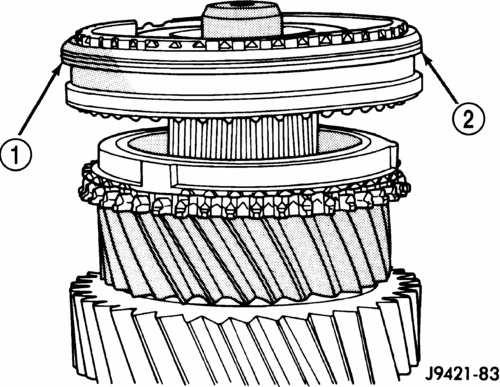 Start 3-4 synchro hub on output shaft splines by hand 3-4 Synchro Hub On Output Shaft. 3-4 Synchro Hub On Output Shaft 1 - GROOVED SIDE OF SLEEVE 2-3-4 SYNCHRO ASSEMBLY 2.